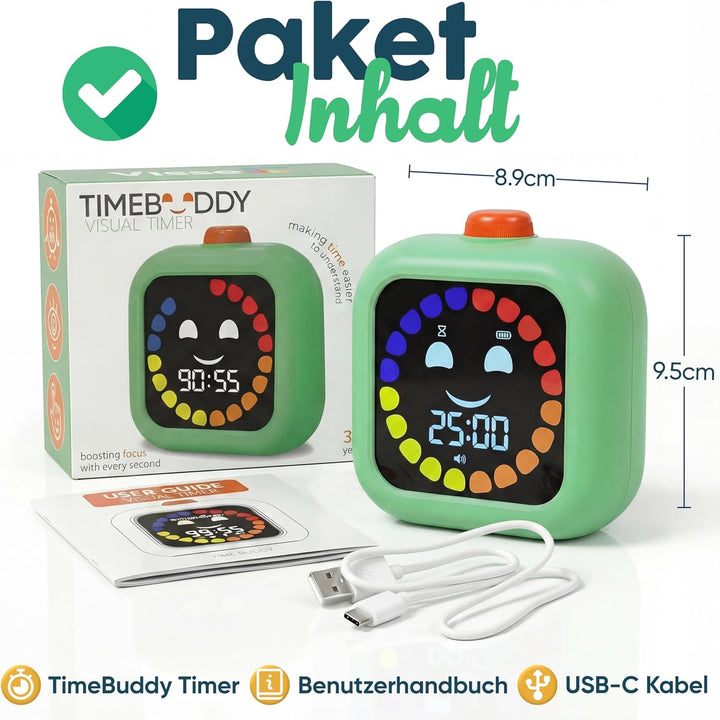 Digitaler Visueller Timer für Kinder - Wiederaufladbar, Geräuschlos 99-Minuten-Kinder-Timer für Schu