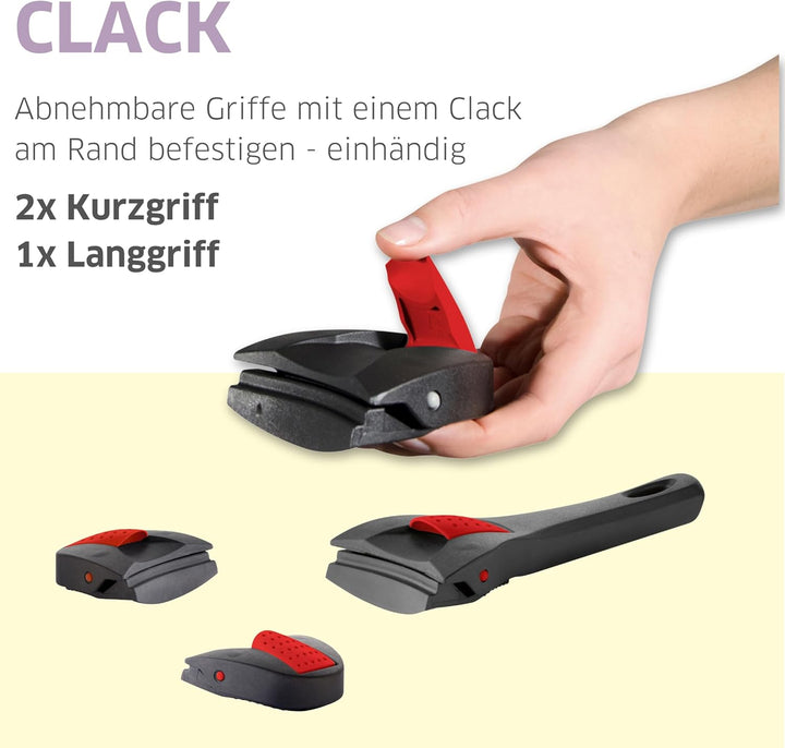 Topfset Induktion 9-teilig 18 & 20 cm mit Glasdeckel, Frischhaltedeckel & abnehmbaren Griffen, Edels