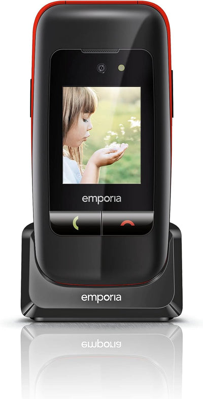 Emporia ONE V200_001 Einfach zu bedienendes Klappenhandy mit 2MP Kamera, Schwarz/Rot Schwarz/Rot Sin