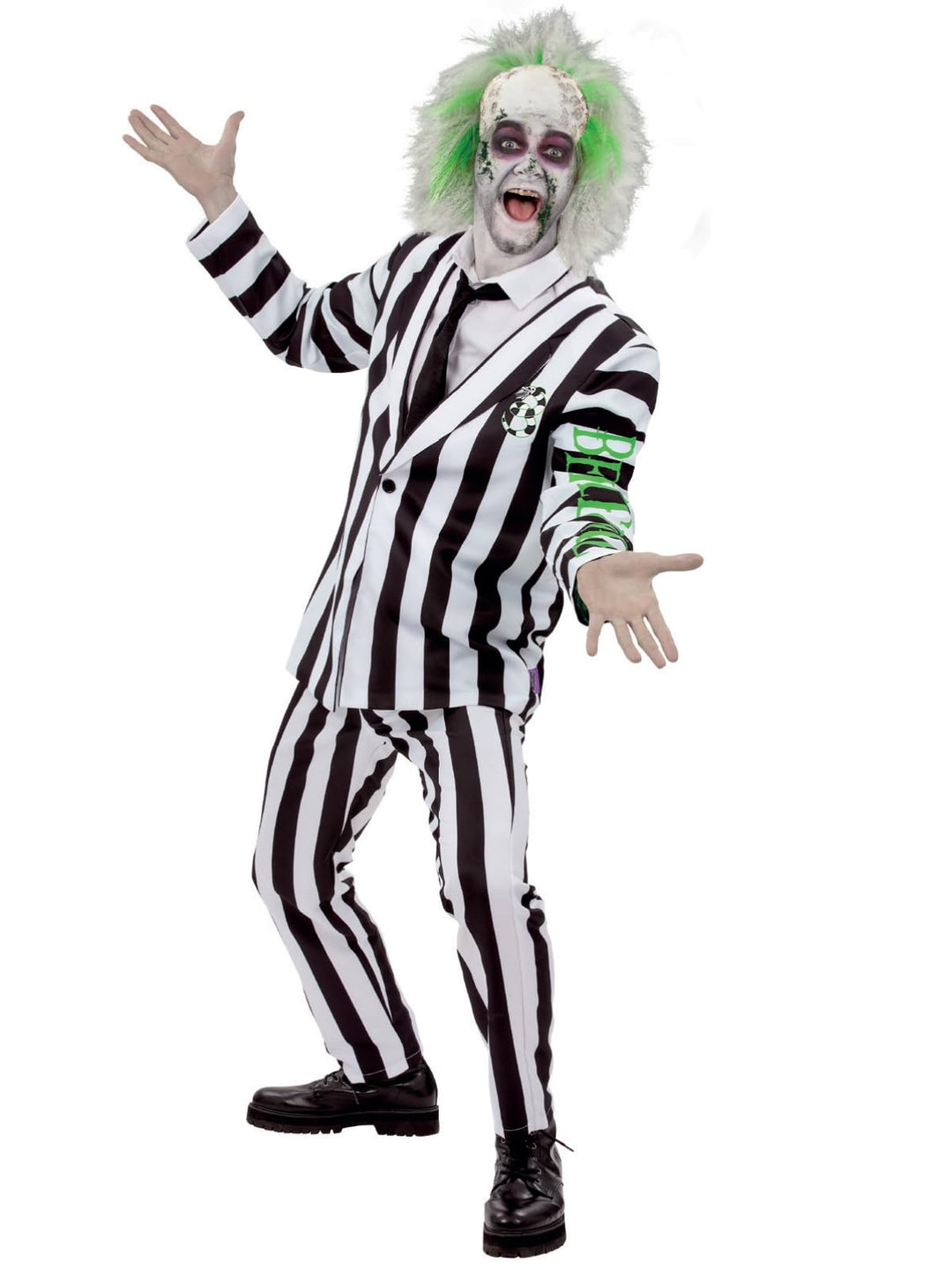 Smiffys Beetlejuice Kinderkostüm mit Jacke Mock Shirt Krawatte und Hose Offiziell lizenzierte Warner