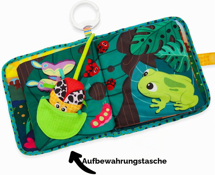 TOMY L27385 LAMAZE Bitty Bug Book, Clip on Pram and Pushchair Newborn, Sensory Babies with Colours a