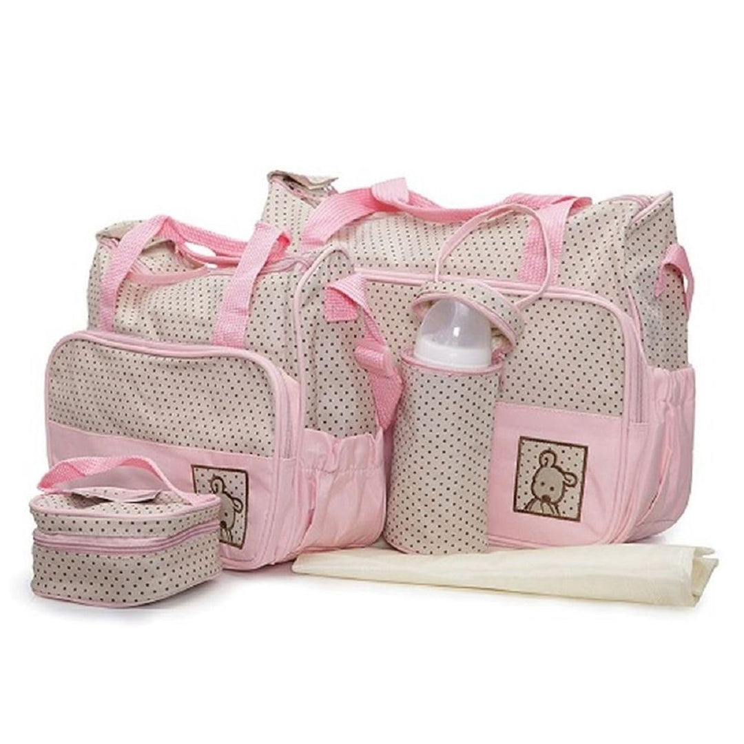 Moni Wickeltasche Stella, Set mit Wickelunterlage, Isoliertasche f. Babyflaschen Rosa, Rosa