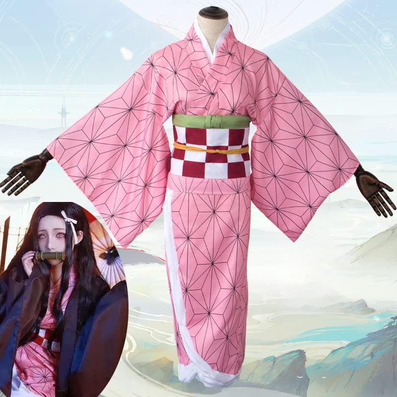 kelihood Japanischer Anime Demon Slayer Cosplay: Neozo Kamado Cosplay Kostüm Kimono Set Anime Cospla