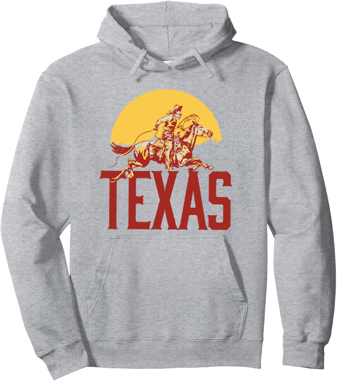 Texas Retro Roping Cowboy Vintage Graphic Pullover Hoodie