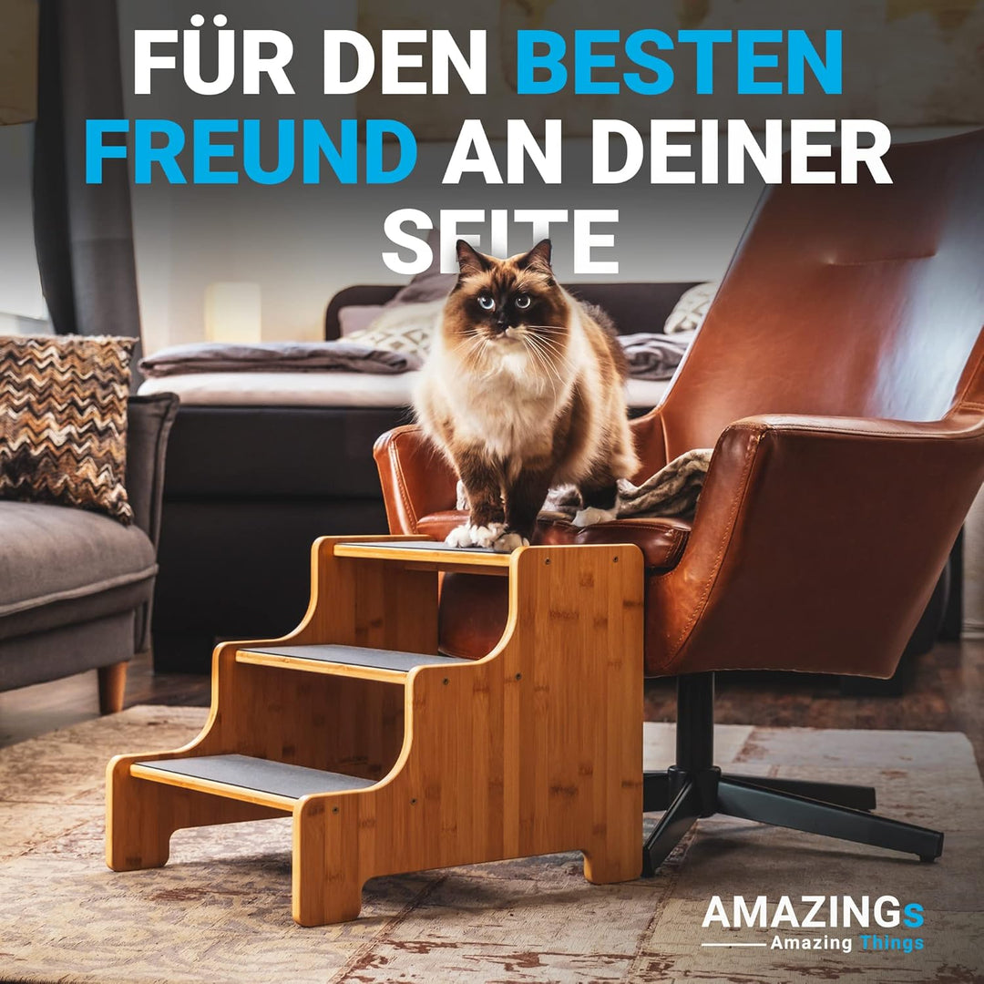 AMAZINGs Hundetreppe für kleine, mittlere und schwere Hunde, Katzen. 3 Stufen | Haustiertreppe, Jung