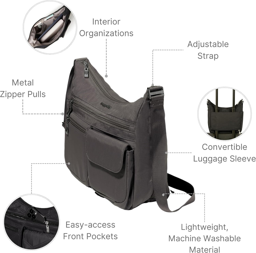 Baggallini Damen Everywhere bagg with überall Tasche mit RFID 34 Charcoal, 34 Charcoal
