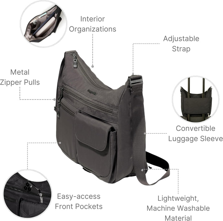 Baggallini Damen Everywhere bagg with überall Tasche mit RFID 34 Charcoal, 34 Charcoal