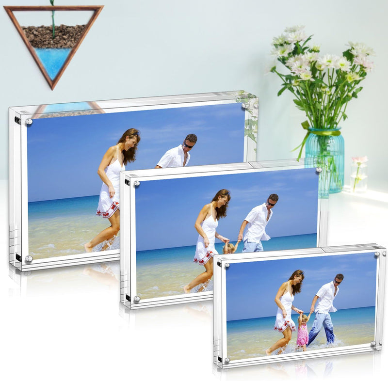 AMEITECH Acryl Bilderrahmen, 9x13 cm transparent, doppelseitig magnetisch Bilderrahmen, Desktop rahm