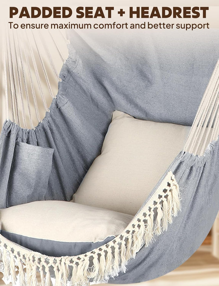 Chihee Hängesessel Hängeschaukel Maximal 500 Pfund Inklusive 2 Kissen Stahl Spreizstange mit Metall