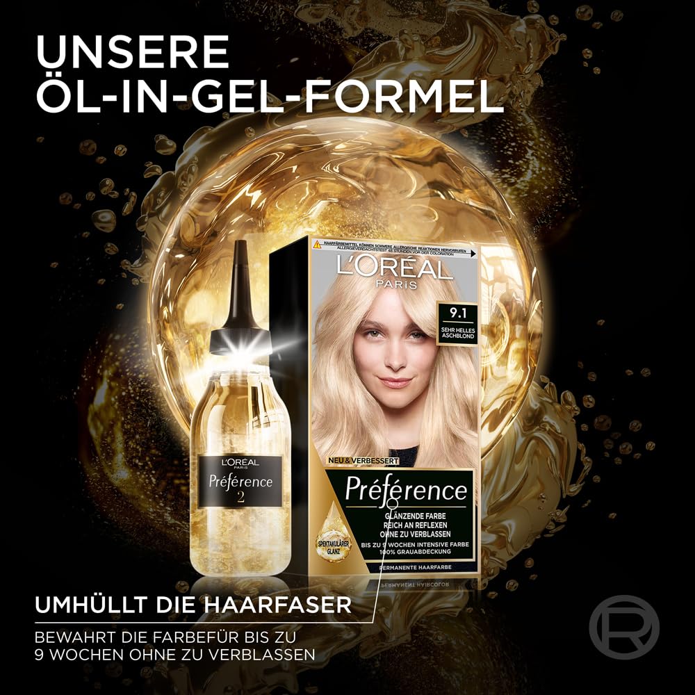 L'Oréal Paris Permanente Haarfarbe, Haarfärbeset mit Coloration und Farbglanz-Pflegebalsam, Préféren