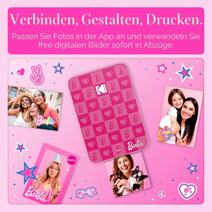 Kodak Barbie x Step Slim Wireless Sofort tragbarer Fotodrucker – Vollfarbige Drucke in Zink 2x3” Auf