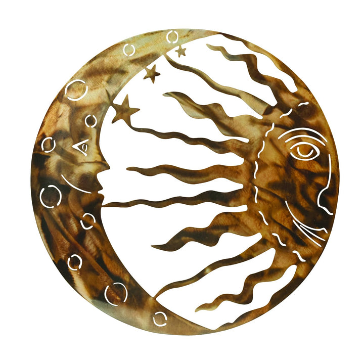 MrMrKura Sonne Metall Wandkunst Outdoor Indoor Rustikale Retro Sonne Mond Sterne Wandbehang Dekor fü