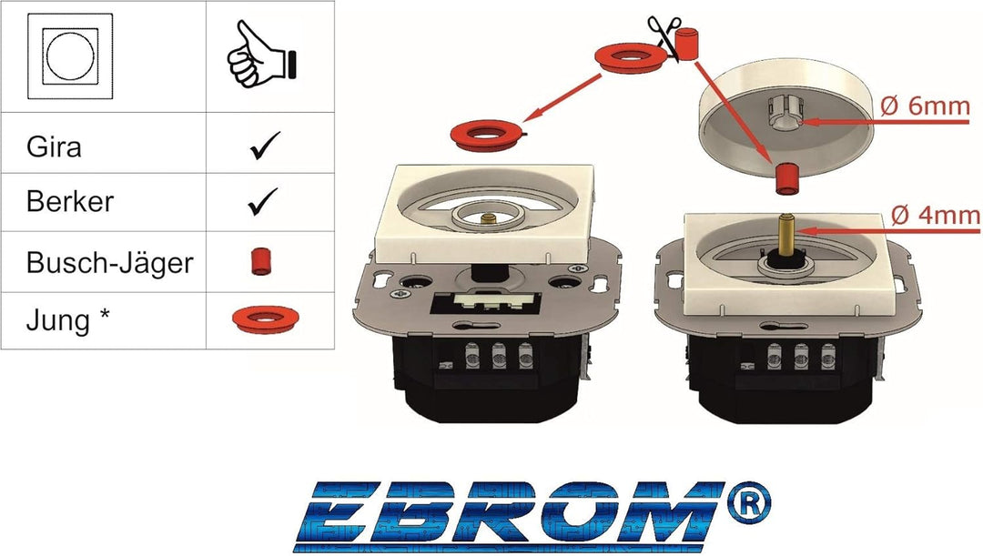 5 Jahre Garantie! EBROM® Unterputz LED Dimmer Drehdimmer + Berker Dimmerabdeckung 11378989 polarweis