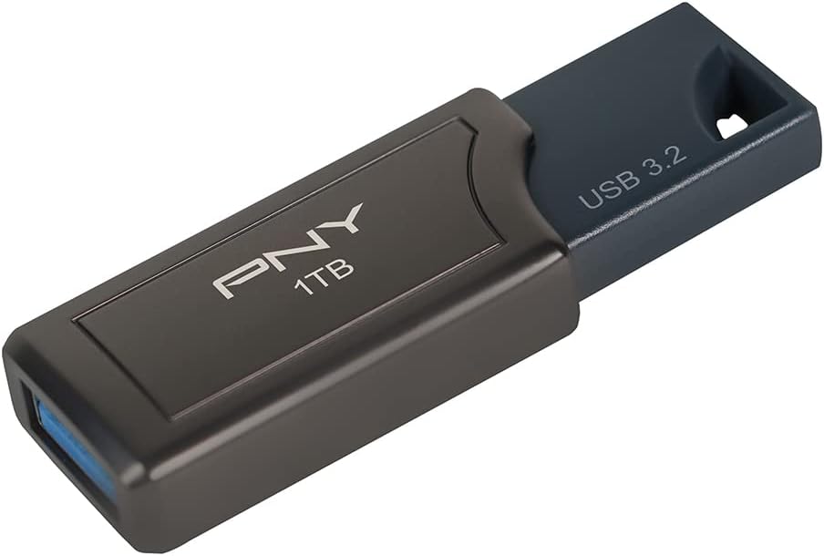 PNY 1TB PRO Elite V2 USB 3.2 Gen 2 Flash-Laufwerk, bis zu 600 MB/s Lesegeschwindigkeit, Dunkelgrau U