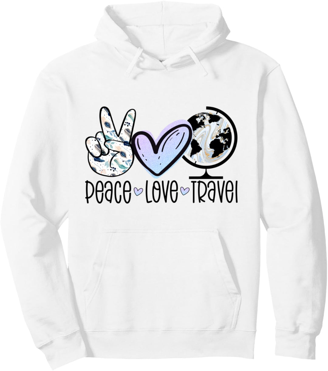 Peace Love Travel Fernweh Reisen Geschenk Weltenbummler Pullover Hoodie