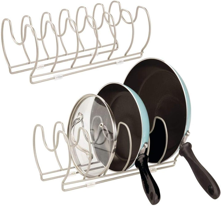 mDesign 2er-Set Geschirrablage für Kochtöpfe, Deckel und Pfannen – kompakter Topfdeckelhalter aus Me