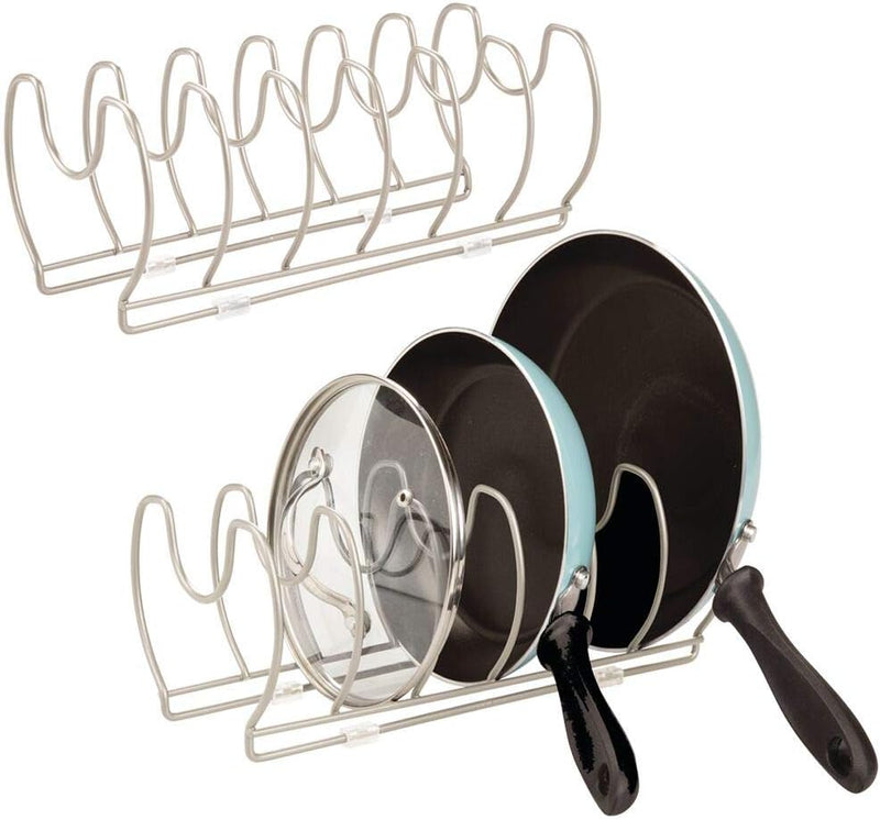 mDesign 2er-Set Geschirrablage für Kochtöpfe, Deckel und Pfannen – kompakter Topfdeckelhalter aus Me