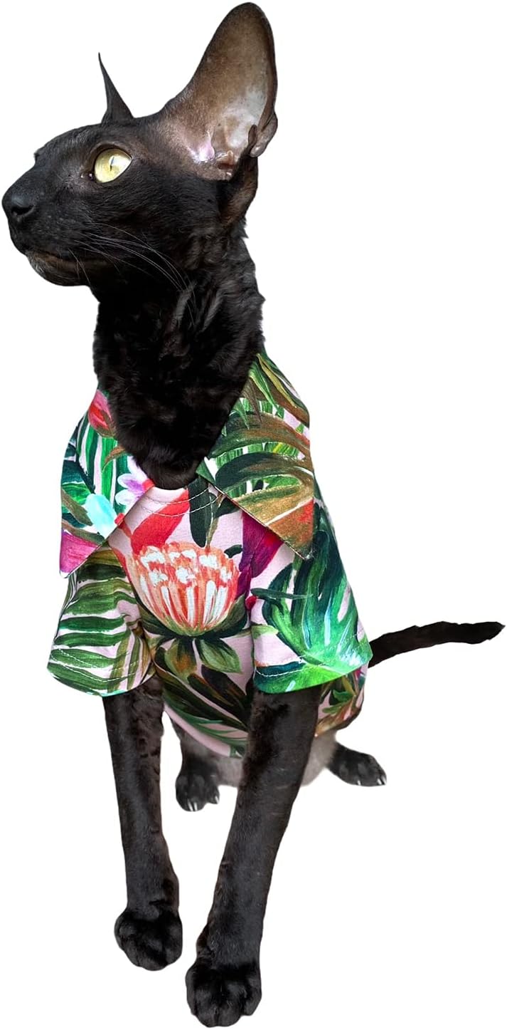 Hawaiian T-Shirt fьr Sphynx und nackte Katzen, Grцяe M Medium Hawaiian Green, Medium Hawaiian Green