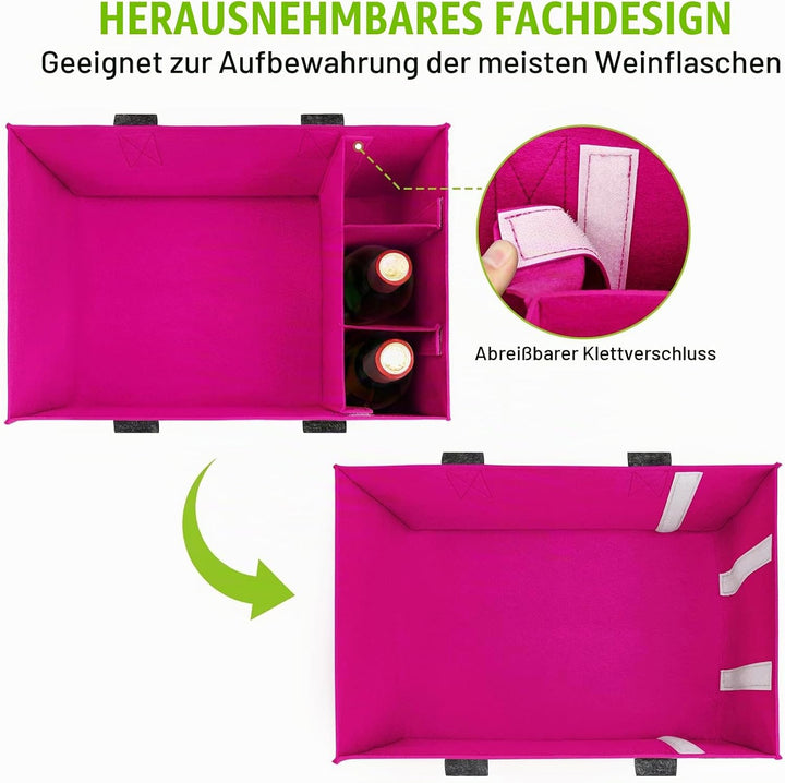 Filz Einkaufskörbe Filztasche 30L Einkaufskorb Faltbar Einkaufstasche mit Fächern, Filztasche Gross