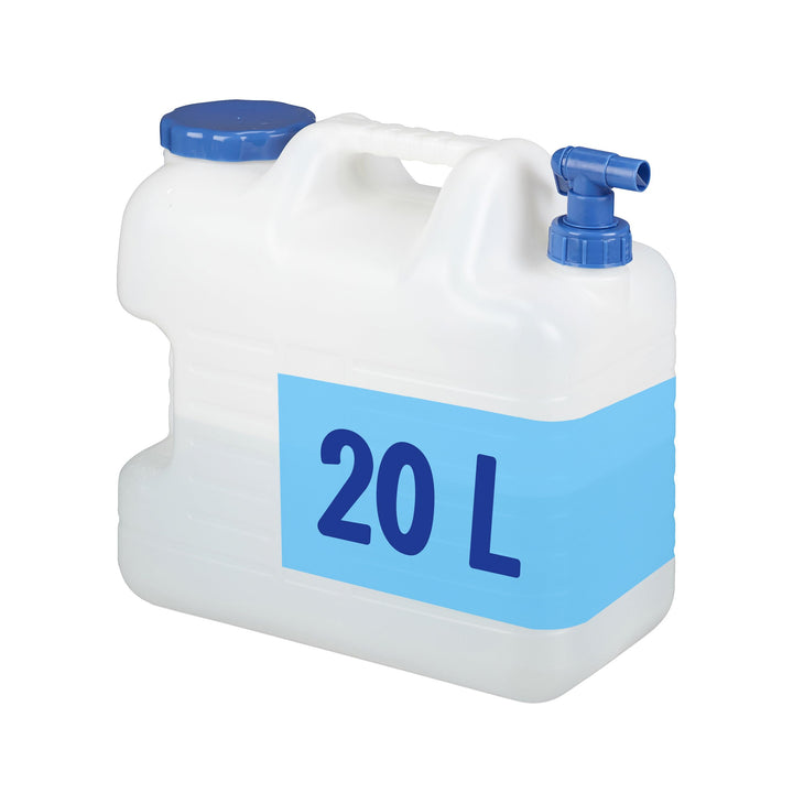 Relaxdays 20 L Wasserkanister, Ablasshahn, Schraubdeckel, tragbarer Trinkwasserkanister, BPA-frei, C