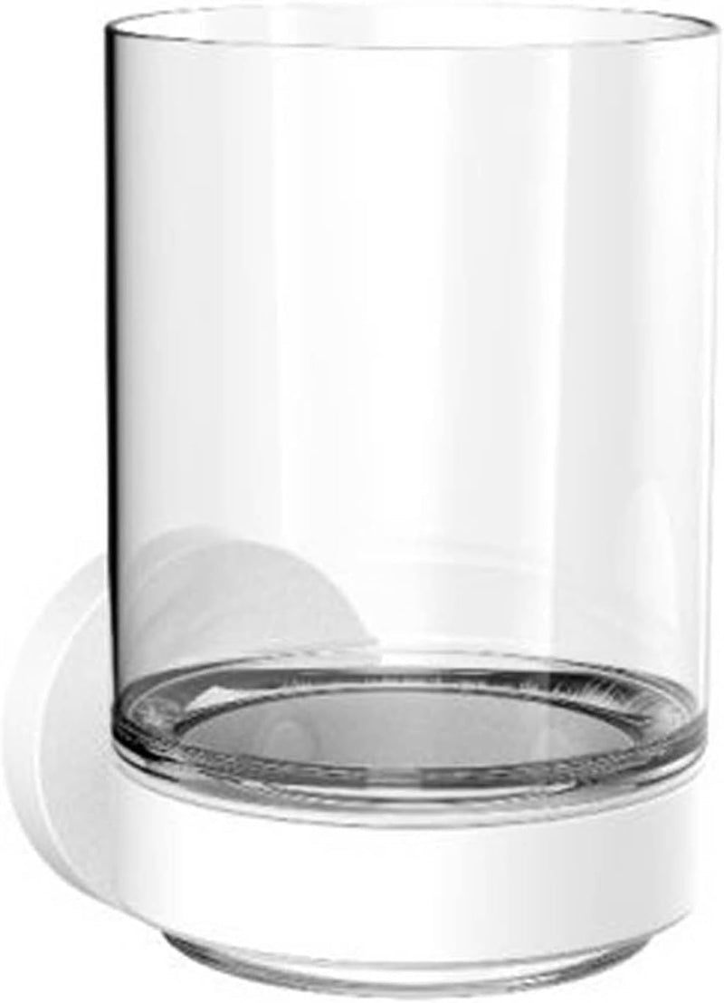 Emco Round Glashalter mit 1 Glas zur Wandmontage, eleganter Zahnbürstenhalter aus Metall und Kristal