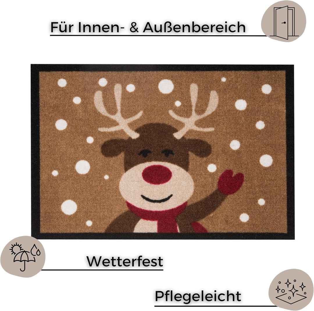 Hanse Home Fussmatte Weihnachten für Innen und Aussen 40x60cm - Schmutzfangmatte Outdoor Türmatte mi