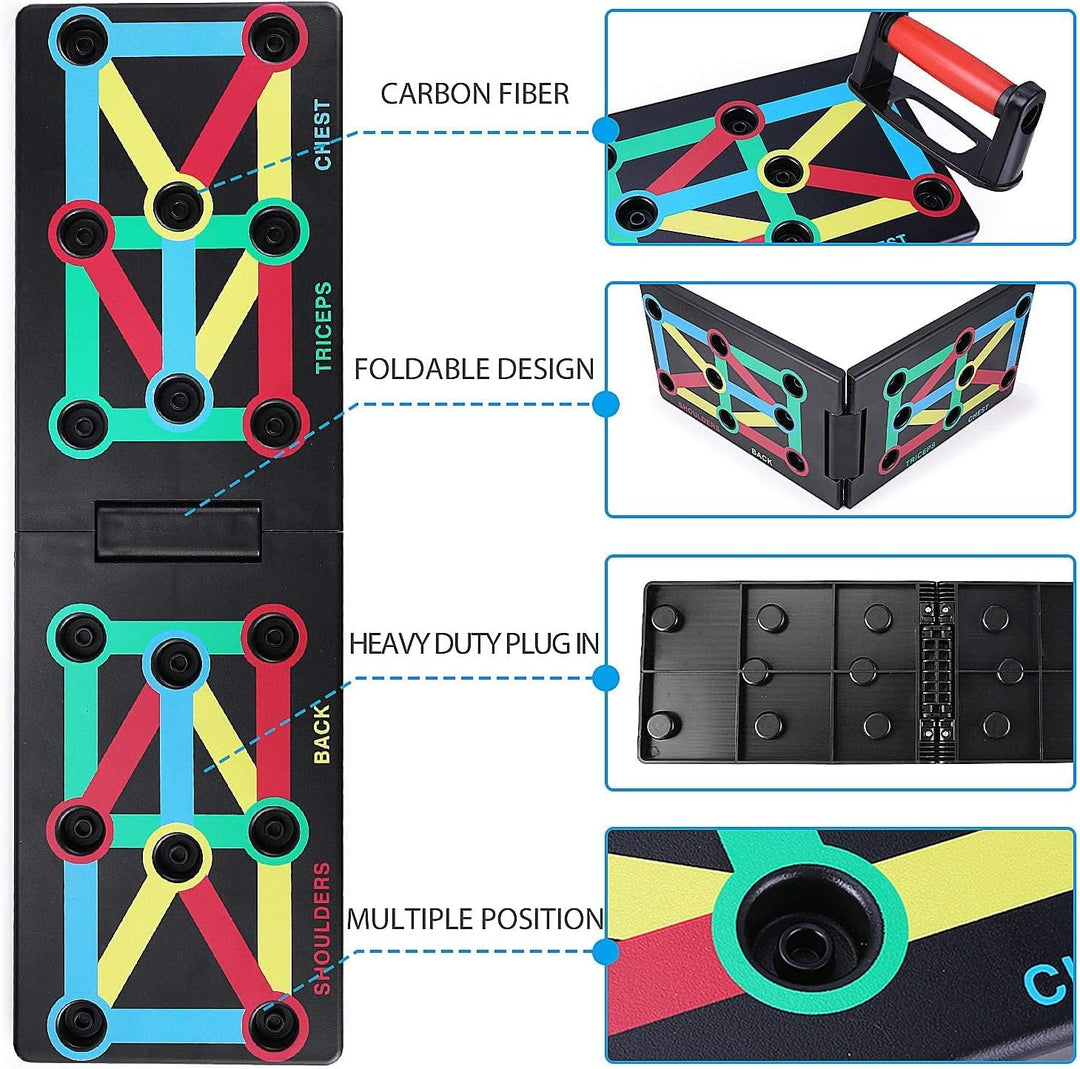 TOMSHOO Push Up Board mit liegestützgriffe, Faltbare Liegestütze mit Handgriff, Fitness Board Home T