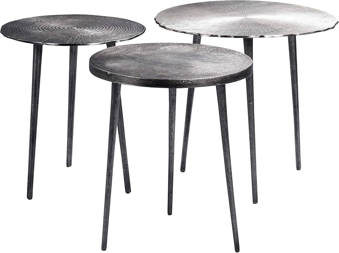 M2 Kollektion Casandra 1 Couchtisch/Beistelltisch/Tischset, Metall, grau, Durchmesser 40cm, Höhe 46c