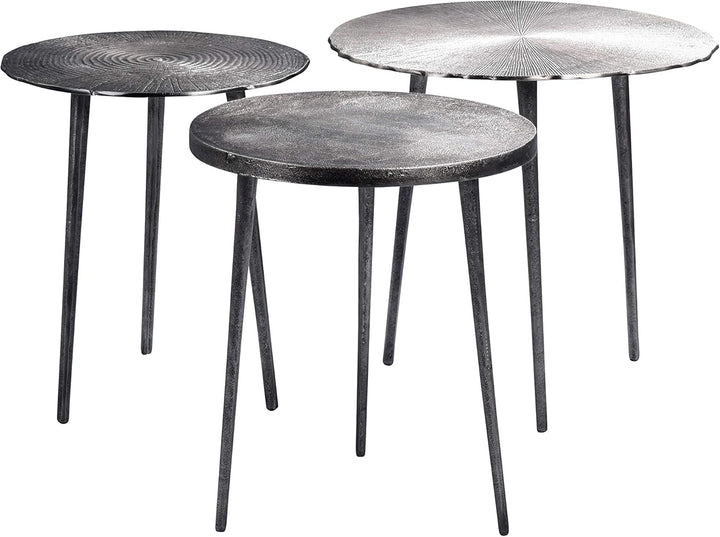 M2 Kollektion Casandra 1 Couchtisch/Beistelltisch/Tischset, Metall, grau, Durchmesser 40cm, Höhe 46c