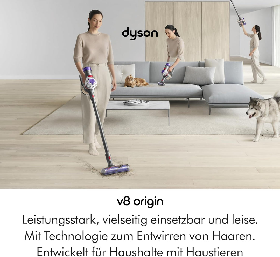 Dyson V8 Origin Kabelloser Staubsauger 2026, 130 AW, bis zu 40 Min Laufzeit, Motorbar mit Haarentwir