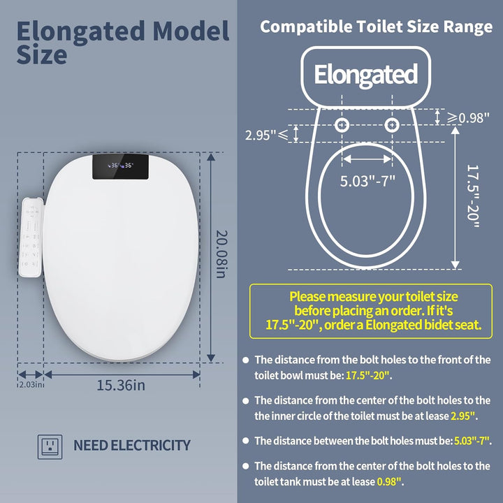 Smart Bidet Beheizter Toilettensitz, WC Dusche mit Selbstreinigungsfunktion, Warmwasser & Trockner,