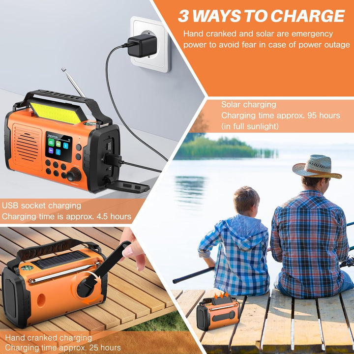 Kurbelradio DAB FM 20000mAh, Notfallradio DAB Plus Kurbel Solar, Solar Radio Notfall mit Bluetooth &