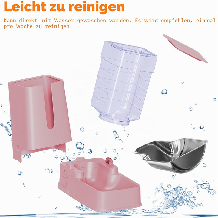 Katzennahrungsspender und Katzentränkespender Set mit Edelstahlschalen Schwerkraft Hundefutter für k