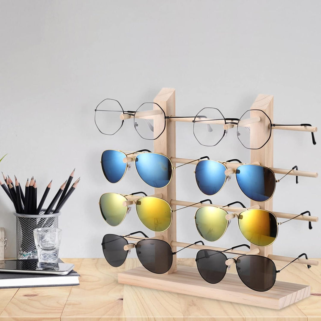 Lulullaby 4 Schichten Brillenständer für 8 Paar Brillen mit 1 Schraubendreher,Holz Gläser Display St