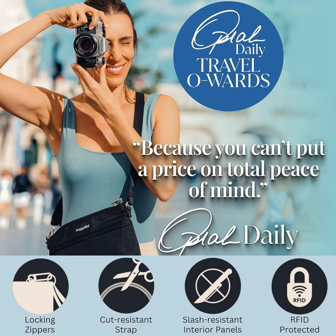 Baggallini Damen Diebstahlsicherung Securtex Anti-Diebstahl-Memento Crossbody-Tasche Mulberry, Mulbe