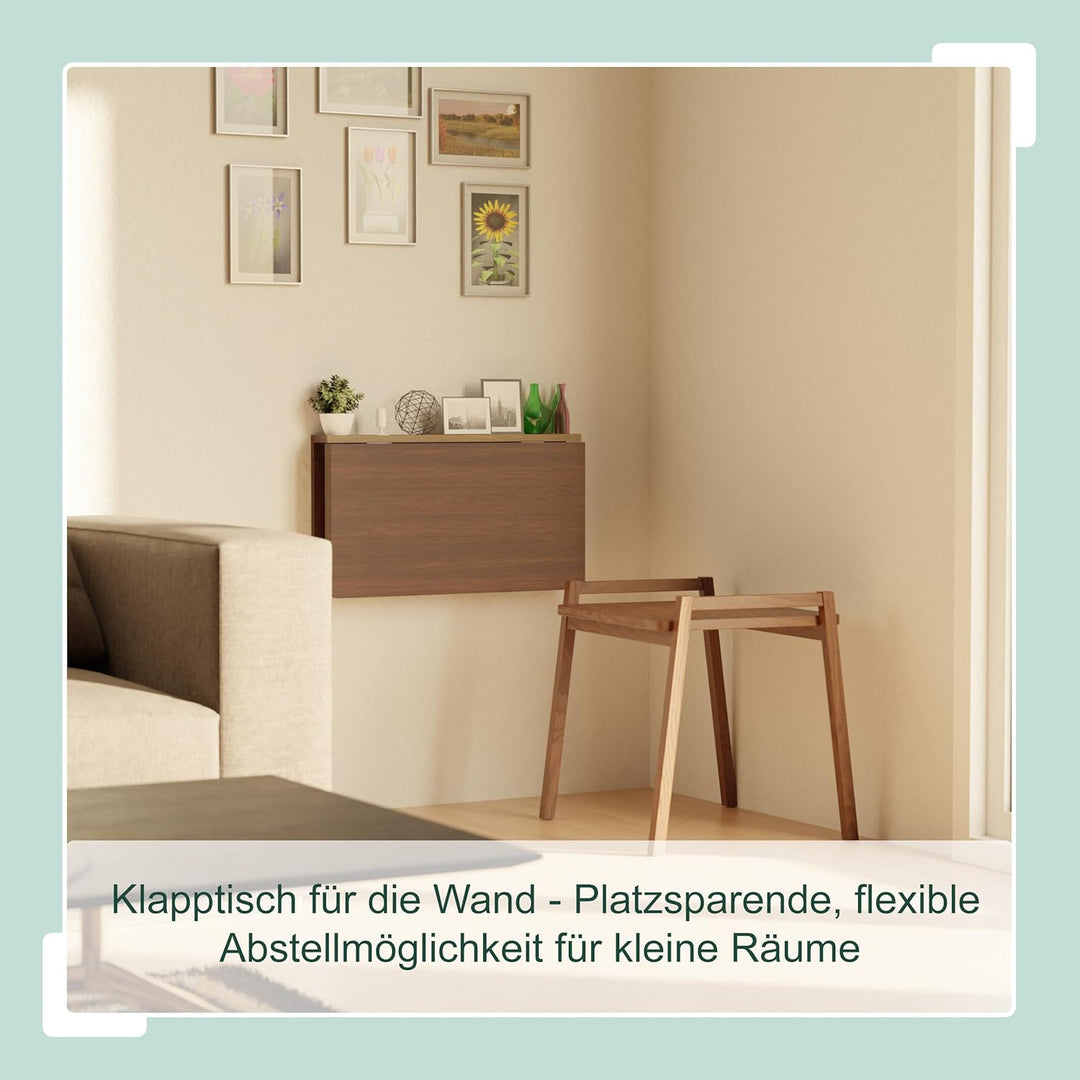 Relaxdays Klapptisch Wand, BxT: 60 x 40 cm, Holz, Esstisch, Schreibtisch, platzsparend klappbar, Wan
