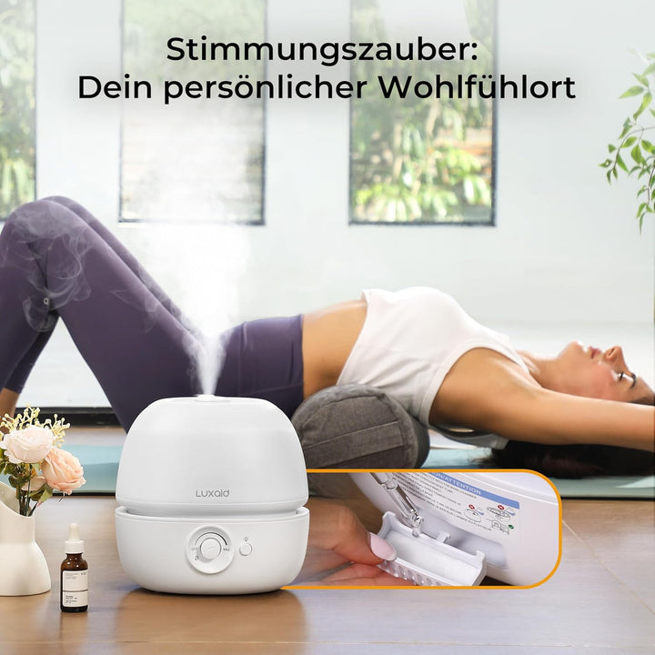 3L Luxaid Luftbefeuchter Schlafzimmer, ultraleiser 20dB, Top-Fill Luftbefeuchter für grosse Räume, B