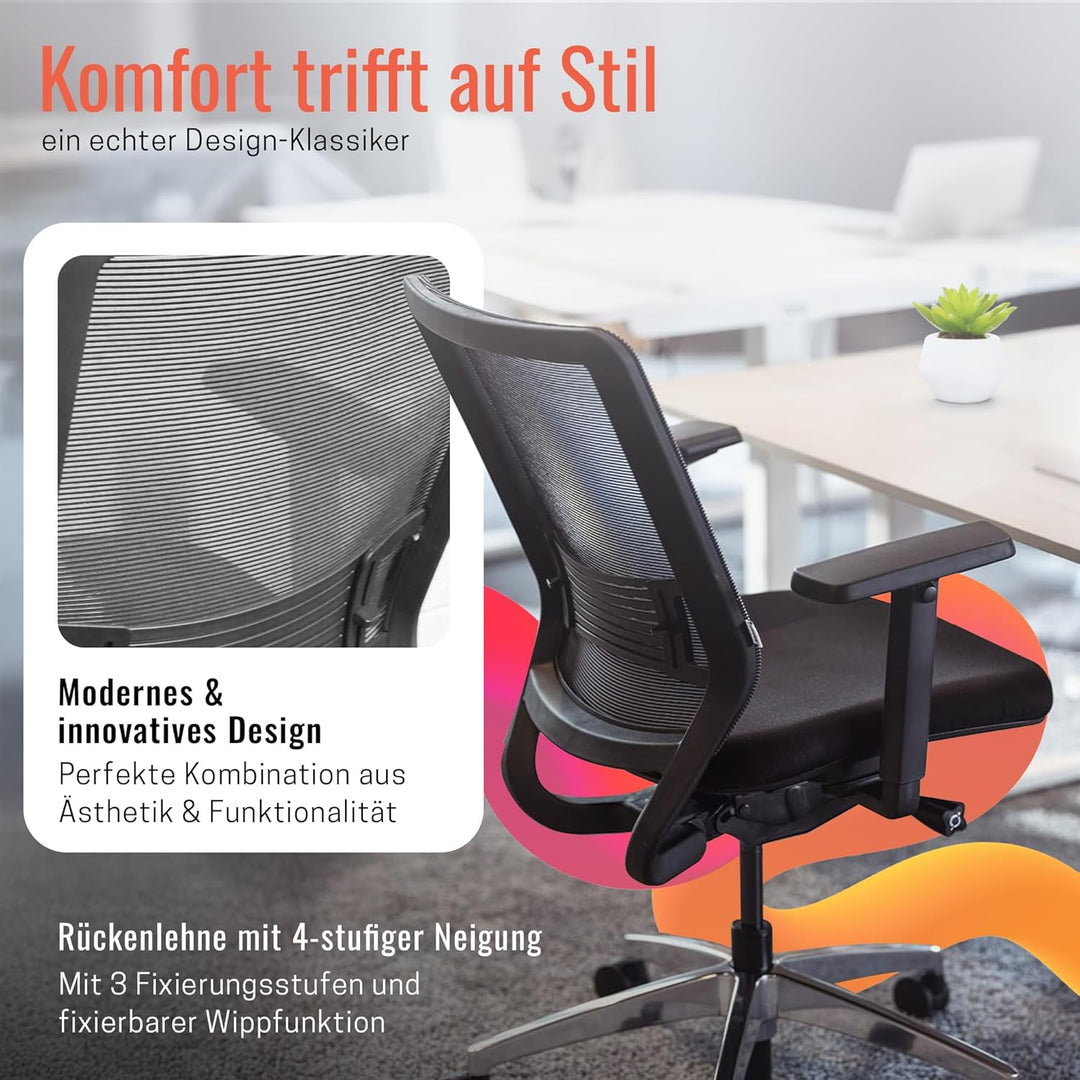 Yaasa Chair Ergonomischer Bürostuhl, Schreibtischstuhl mit Lordosenstütze, 3D-Armlehnen und Einstell