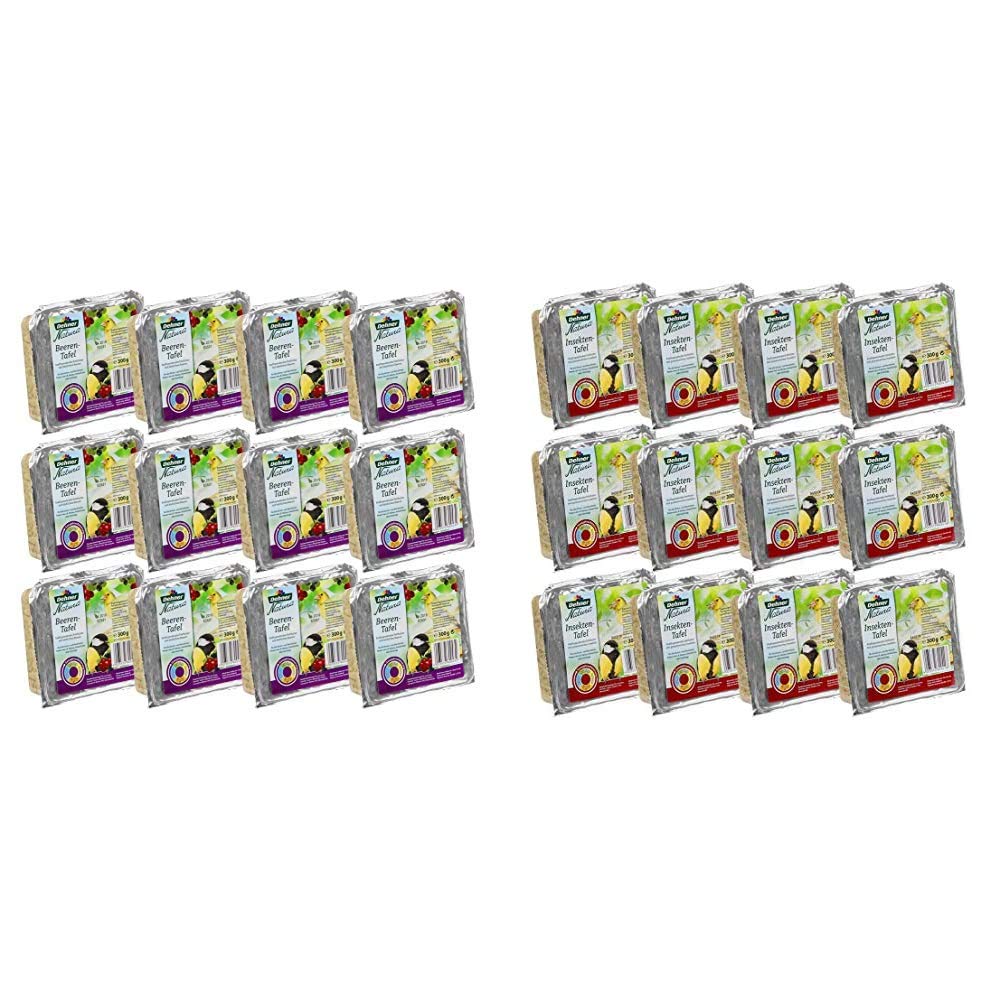 Dehner Natura Wildvogelfutter-Tafeln mit Beeren, 12 x 300 g (3.6 kg) &amp; Natura Wildvogelfutter-Tafeln