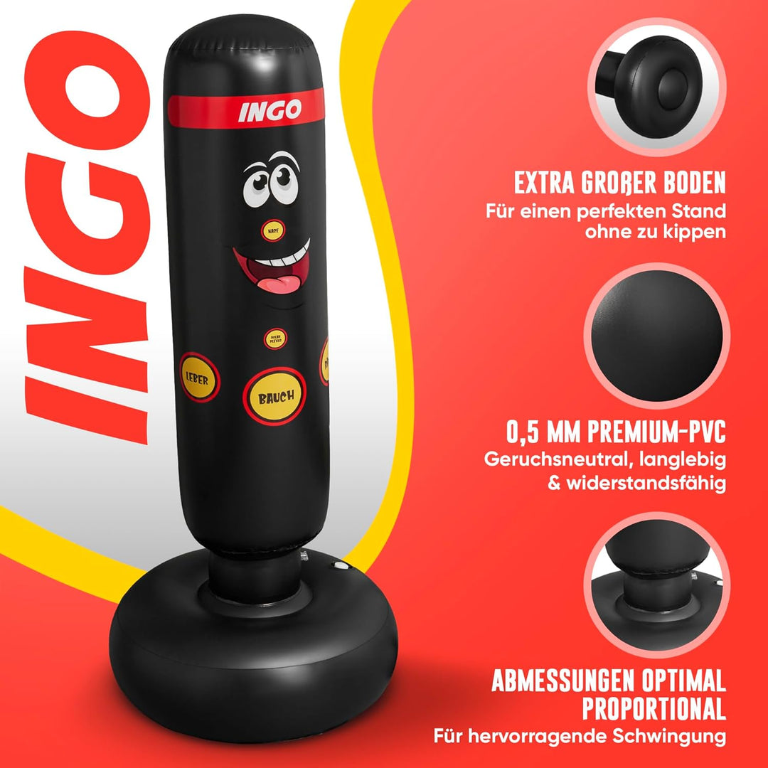 INGO® Boxsack für Kinder (pädagogisch konzipiert für Innere Kraft), inkl. Handschuhe & Pumpe | Kinde