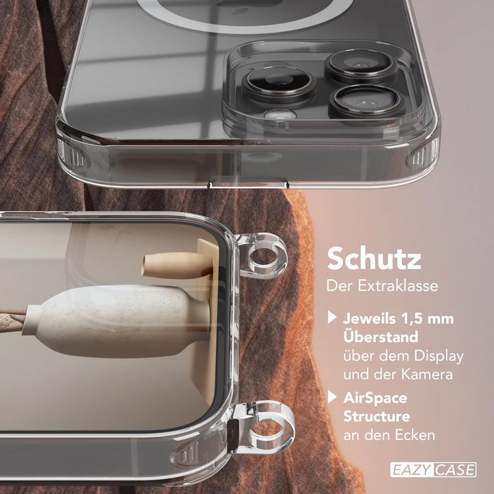 EAZY CASE - Handykette kompatibel mit iPhone 16 Pro Max Kette zum Umhängen Stossfest Handyhülle für