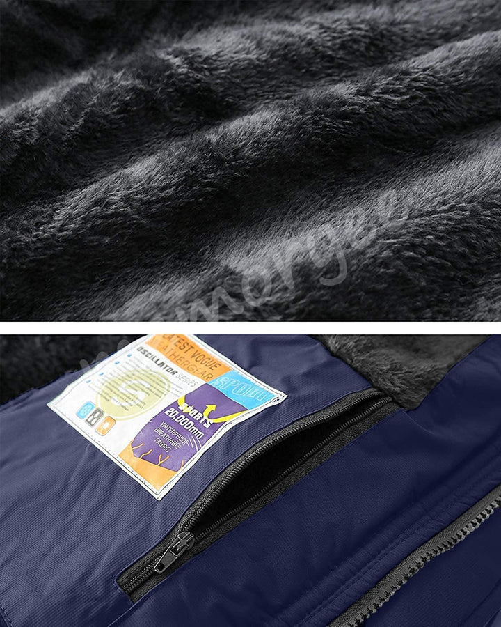 Memoryee Herren Ski Jacke Warmer Gefüttert Winter Fleece Mantel Wasserdichter mit Abnehmbarer Kapuze