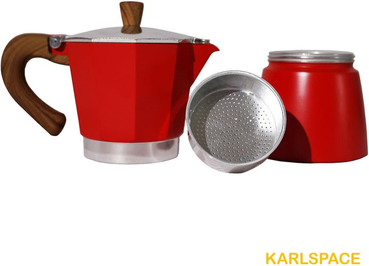 Karlspace Premium-Espressokocher Kaffee Aluminium für 6 Tassen - in verschiedenen Farben - Herdplatt