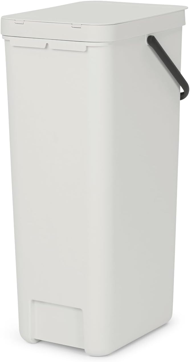 Brabantia Sort & Go Recycling-Mülleimer, 40 l, Hellgrau Light Grey 40 Liter Mülleimer, Light Grey 40