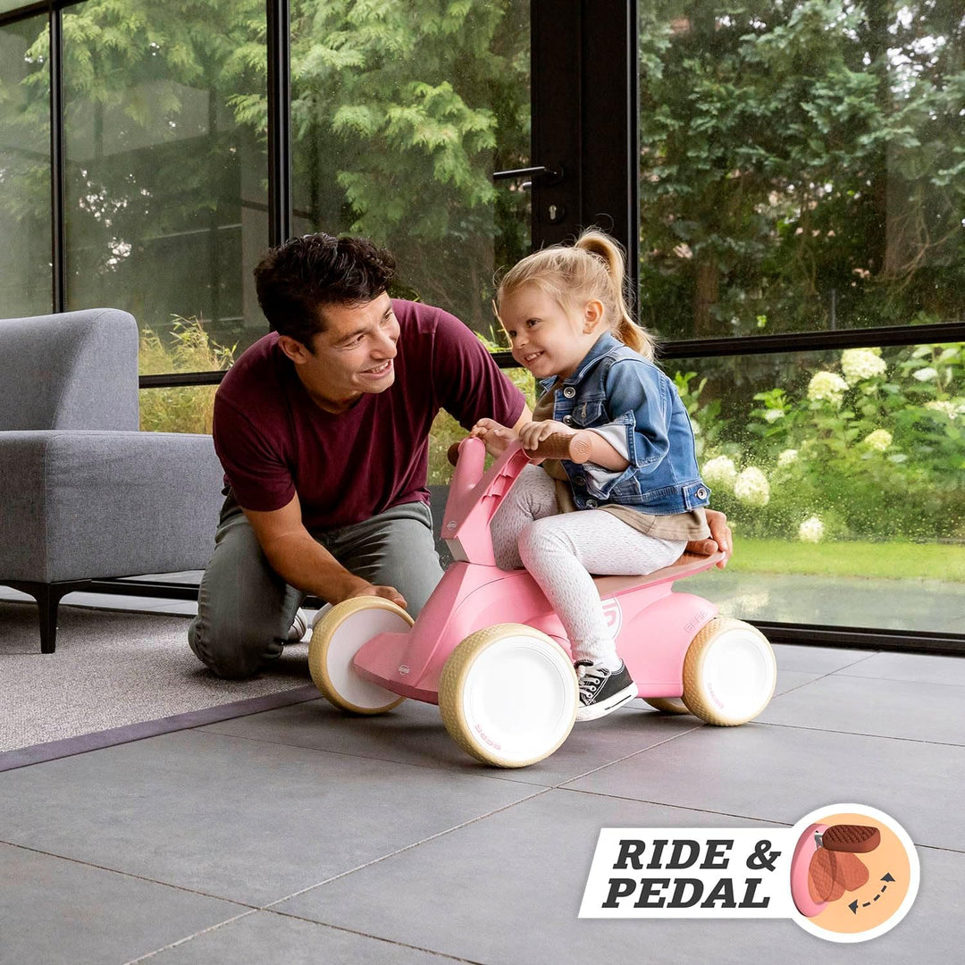 Berg GO² 2in1 Rutschauto Retro Rosa | Rutscher und Laufrad, Kinderrutscher, Kinderauto mit Ausklappb