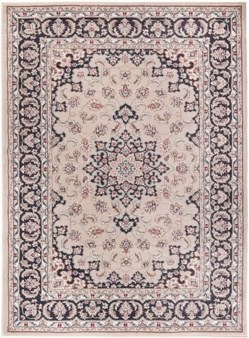Carpeto Rugs Traditioneller Klassischer Teppich für Ihre Wohnzimmer - Beige Schwarz - Perser Orienta