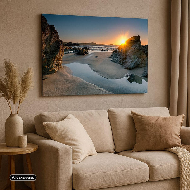 Bilder auf Leinwand Landschaft britisch Ufer Küste Leinwandbild 70x50cm Wandbilder Dekoration Wohnzi
