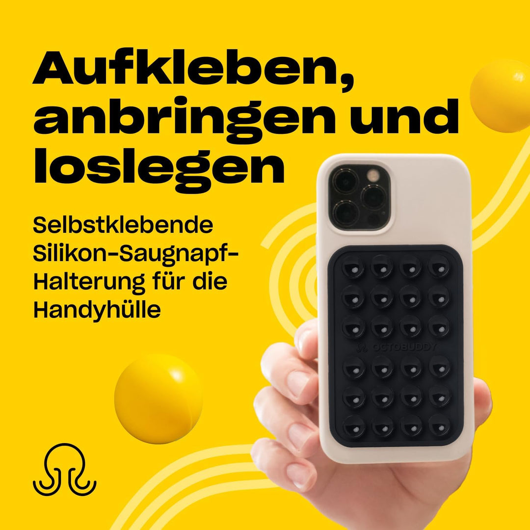 OCTOBUDDY Classic MAX - Silikon-Saugnapf Halterung fürs Handy - rutschfeste Saugnapfhalterung für iP