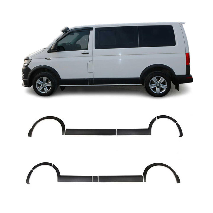 OMAC Radlaufschutz Kotflügel kompatibel mit VW T6 2015-2019 L1 Kurzer LHD ABS Schwarz 11tlg Body Cla