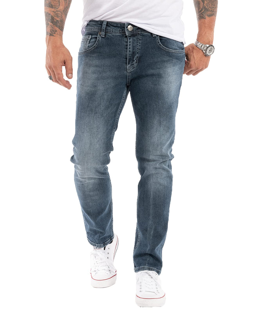 Indumentum Jeans Herren Slim Fit Hose Stretch 40W / 34L Blau - Is-307, 40W / 34L Blau - Is-307